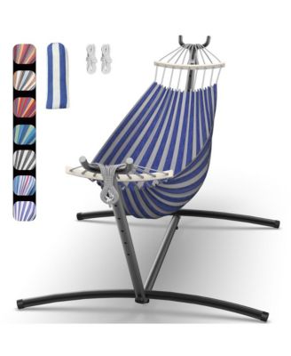 Heavy-Duty Steel Stand Double Hammock: Portable, Easy Assembly, 600lbs Capacity – Fit for Indoor/Yard/Camping/Outdoor