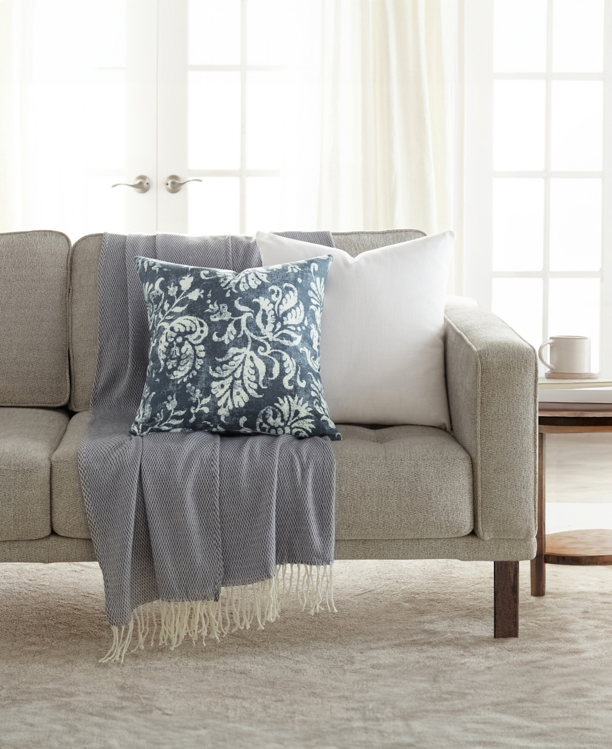 Ienjoy Home Elegant Pattern Decorative Pillow, 20" X 20" In Blue
