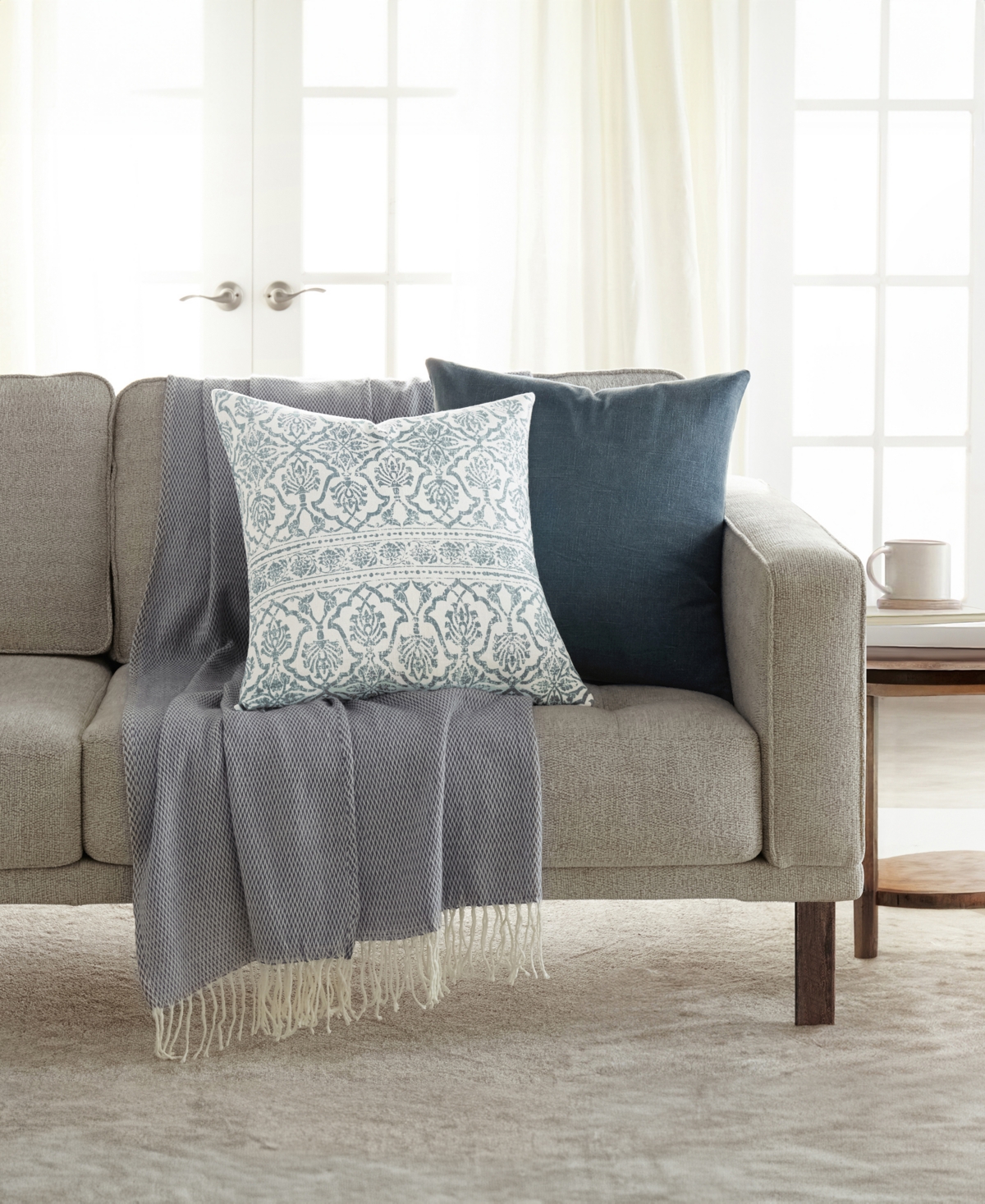 Ienjoy Home Cotton Slub 2-pack Decor Pillows, 20" X 20" In Blue