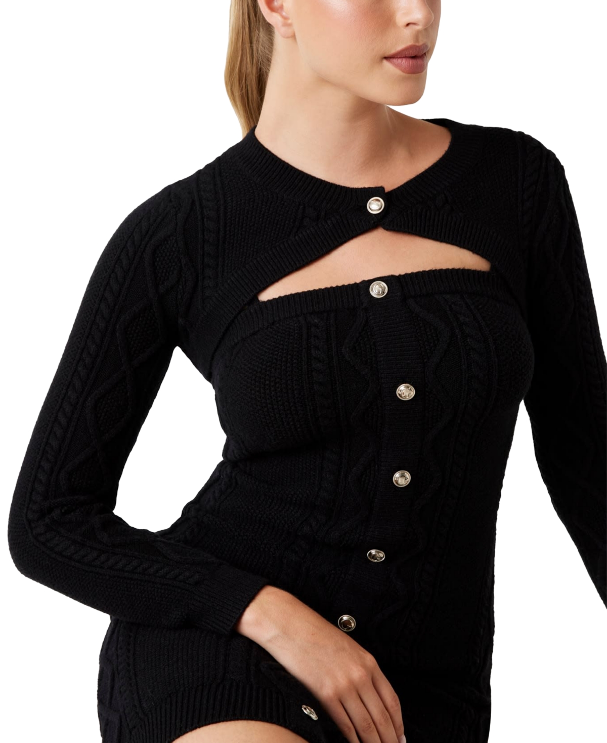 Guess Women's Daphne Detachable Shrug Long Sleeve Dress In Black