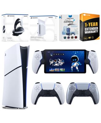 PlayStation 5 Slim Digital Bundle with Disc Drive, Extra Controller, Pulse Elite Headset, PlayStation Portal, MightySkins Voucher and 1 Year Ext
