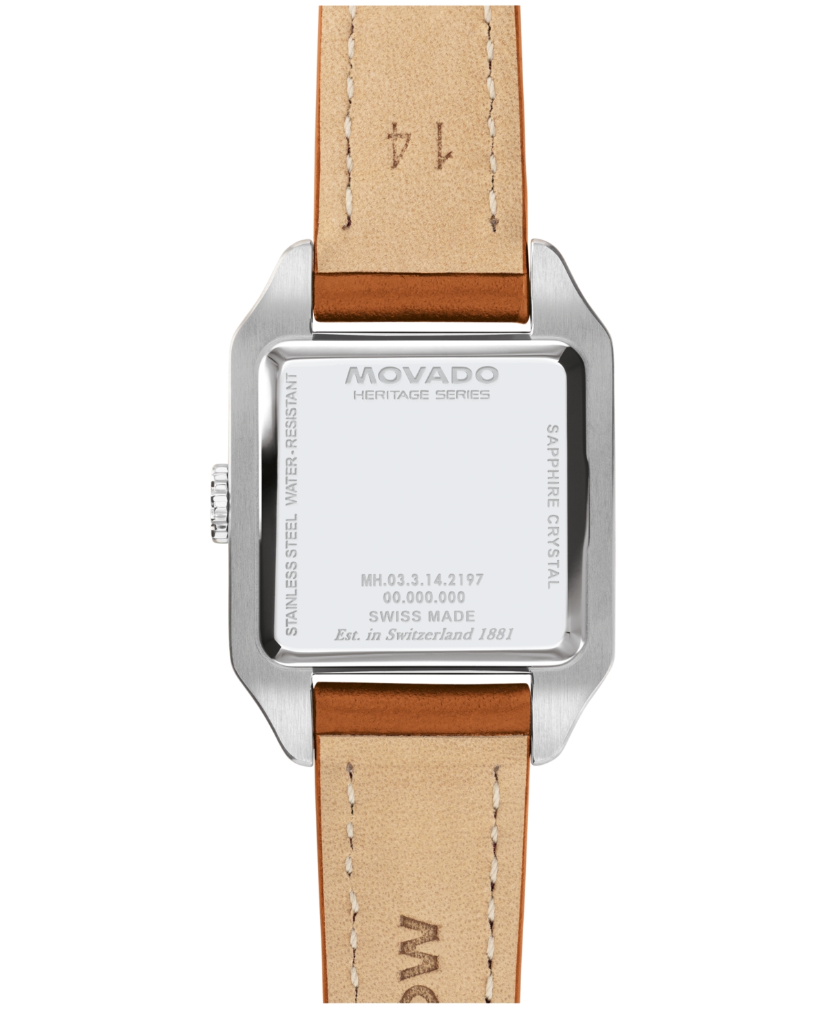 Movado Women's 1917 Swiss Quartz Cognac Leather Watch, 25 X 34.1mm In Brown