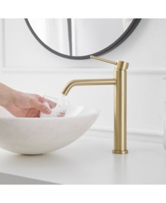 Modern Single Hole Single Handle Vessel Bathroom Vanity Sink Faucet With Pop Up Drain Without Overflow