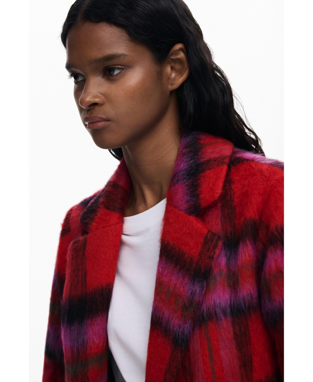 Desigual Women's Red tartan coat