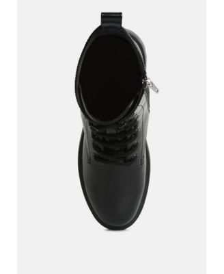 Womens Molsh Faux Leather Ankle Biker Boots