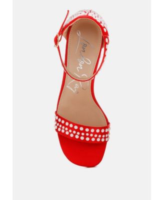 Womens Klebba Pearls Embellished Satin Sandals