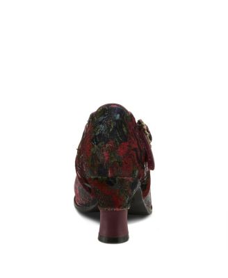 Women's Adodora-Prit Baroque Mary Janes with Velvet and Leather Upper, Scalloped Edges, Antique Buckle, Cushioned Insole, and Sculpted Heel