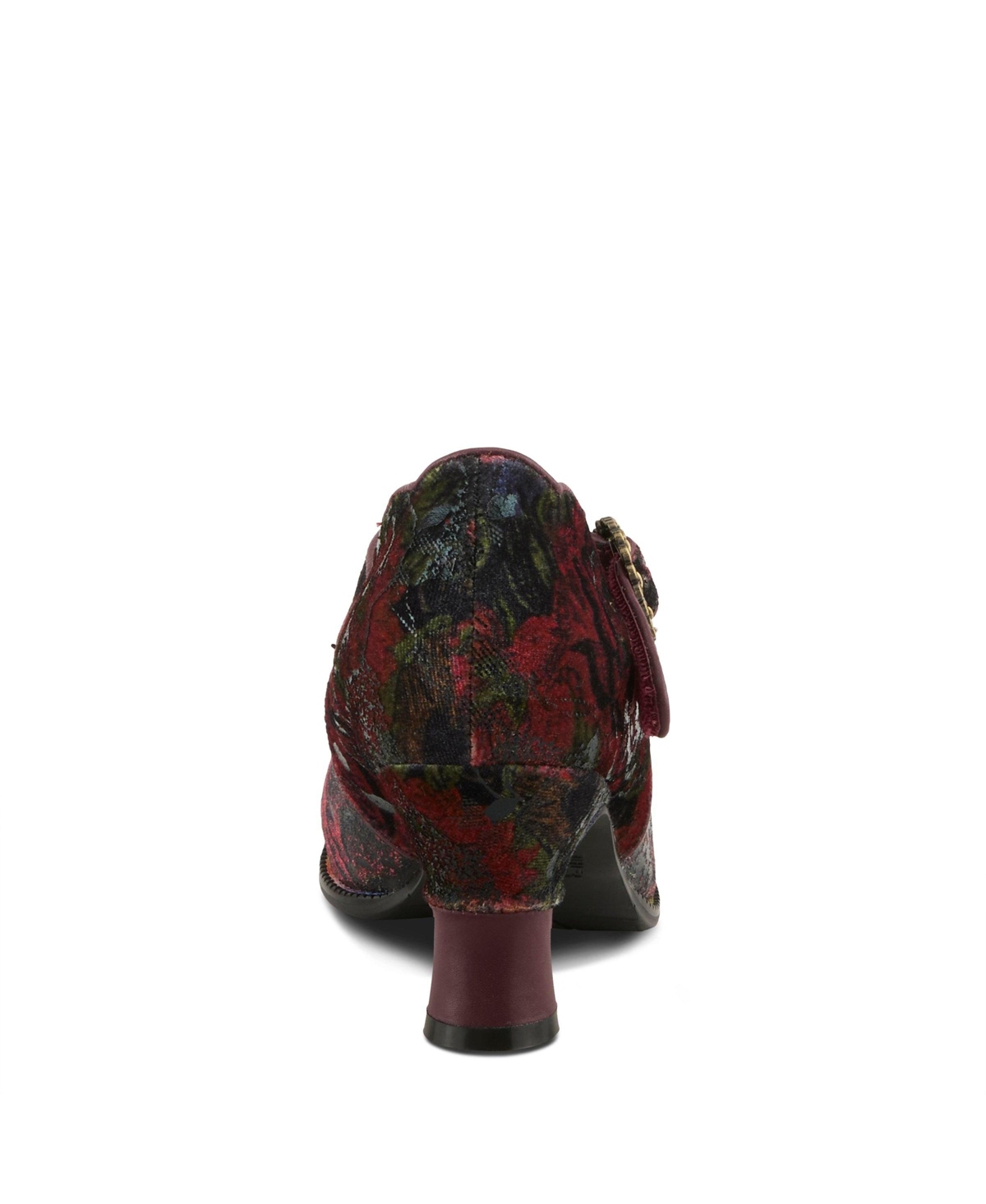 L'Artiste Women's Adodora-Prit Baroque Mary Jane Shoes with Velvet and Leather Upper, Scalloped Edges, Antique Buckle, Cushioned Insole, Sculpted