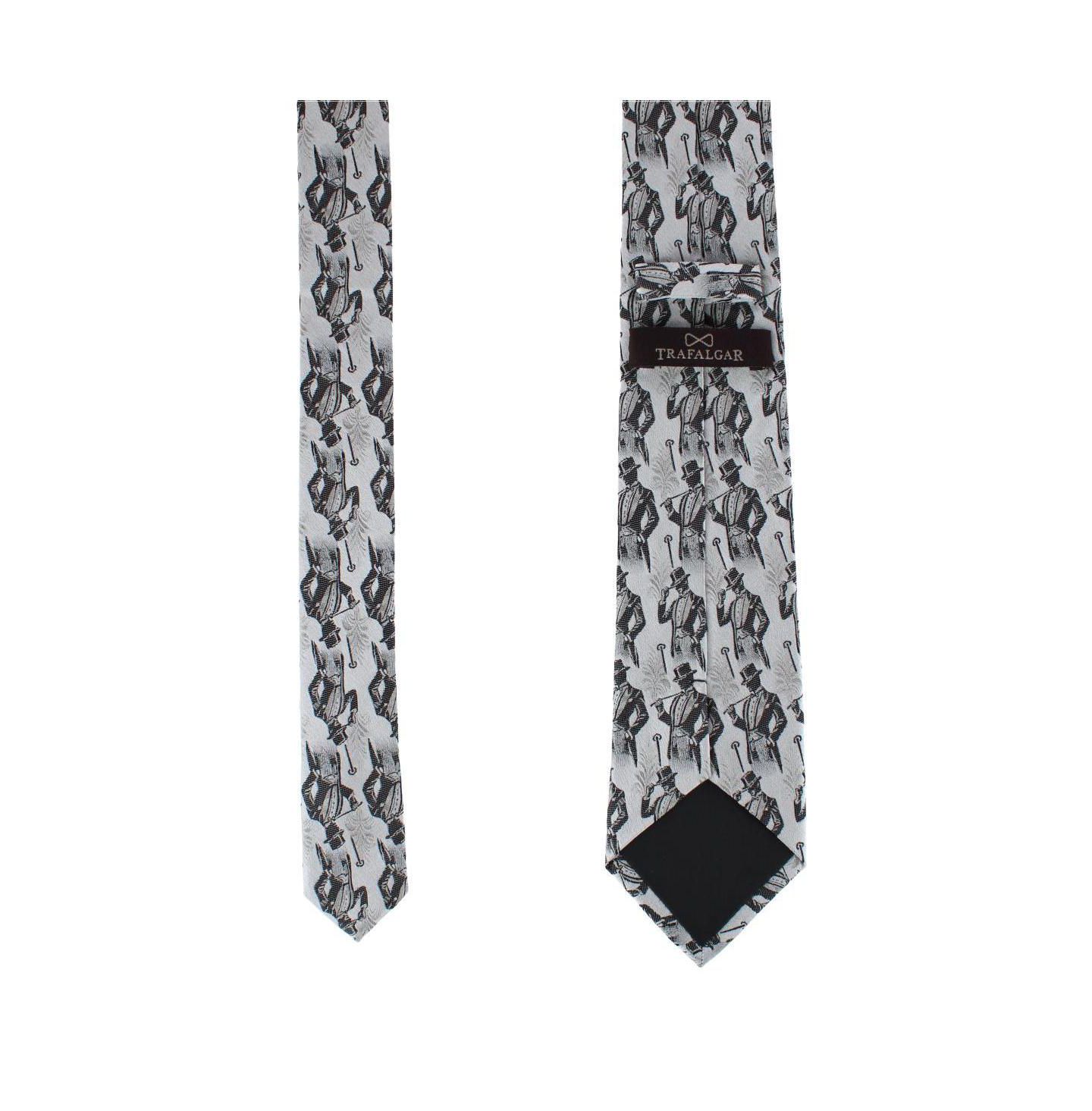 Мужской галстук TRAFALGAR Ambrose Dapper Night Silk Novely Necktie, цвет: Серебристый / Чёрный — фото 3