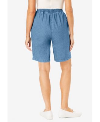 Women's Within 7-Day Elastic-Waist Pull-On Cotton Denim Shorts
