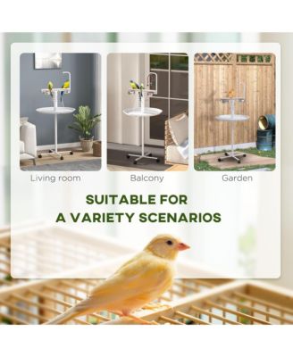 Bird Sd with Wheels, Perches, Feed Bowls, Round Tray for Parrot