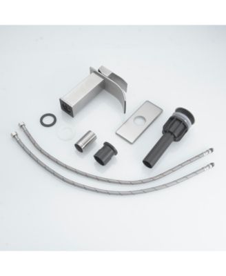 Waterfall Single Handle Single Hole Low-Arc Bathroom Faucet Bathroom Drip-Free Vanity Sink Faucet in Brushed Nickel