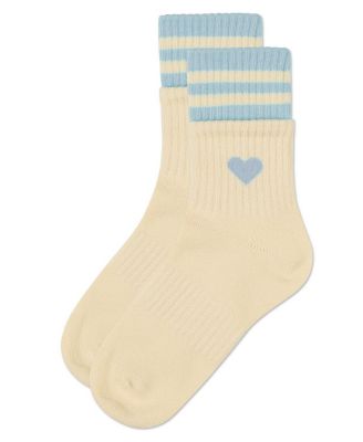 Little Girls Sport Rib Heart Crew Socks
