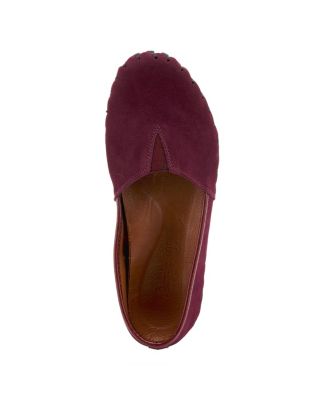 Kathaleta Suede Slip-On Comfort Flats with V-Elastic Notch, Arch Support and Removable Insole