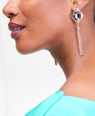 Crystal & Chain Tassel Linear Drop Earrings, Macy's Exclusive