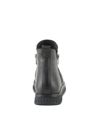 Rosado Ruched Leather Bootie with Dual Zippers and Removable Insole