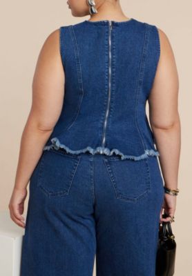 Women's Plus Size Denim Peplum Top