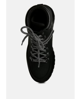 Womens Goliath Lace Up Chunky Biker Boots