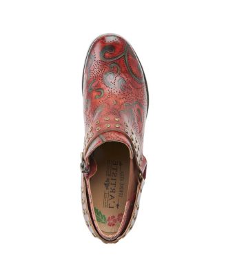 Women's Kacielou Western Shooties with Hand-Painted Leather, Elastic Goring, and Cone Heel – Burnished Embossed Booties for Everyday Glam