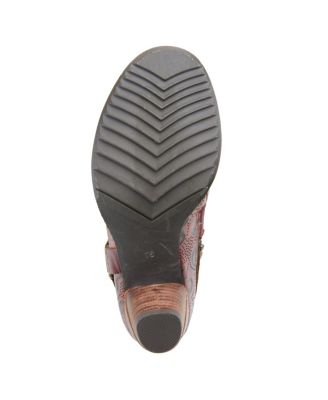 Women's Kacielou Western Shooties with Hand-Painted Leather, Elastic Goring, and Cone Heel – Burnished Embossed Booties for Everyday Glam