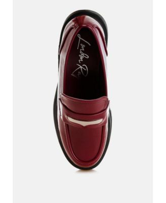 Womens Gleam Stride Faux Leather Chunky Loafers