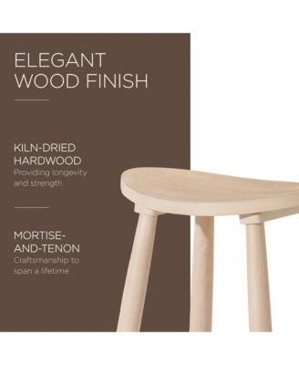 Luna Counter Stool in Light Oak Wood Finish, Set of 4
