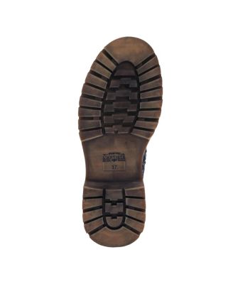 Women's Avrilrose Leather and Denim Booties with Daisy Accents, Lug Sole,Dual Zippers– Unique Mixed-Material Ankle Boots for Bold Fall Style