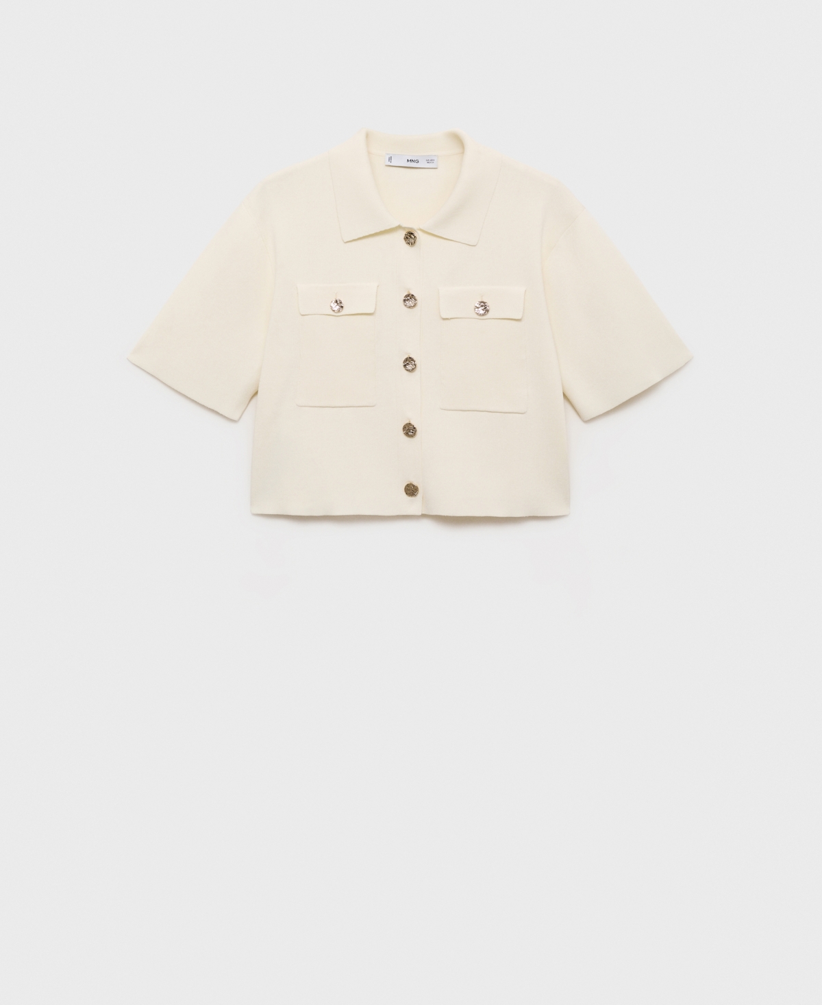 Mango Short Sleeve Cardigan In Neutral