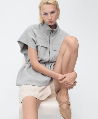 Women's Adjustable Waistband Short-Sleeved Jacket