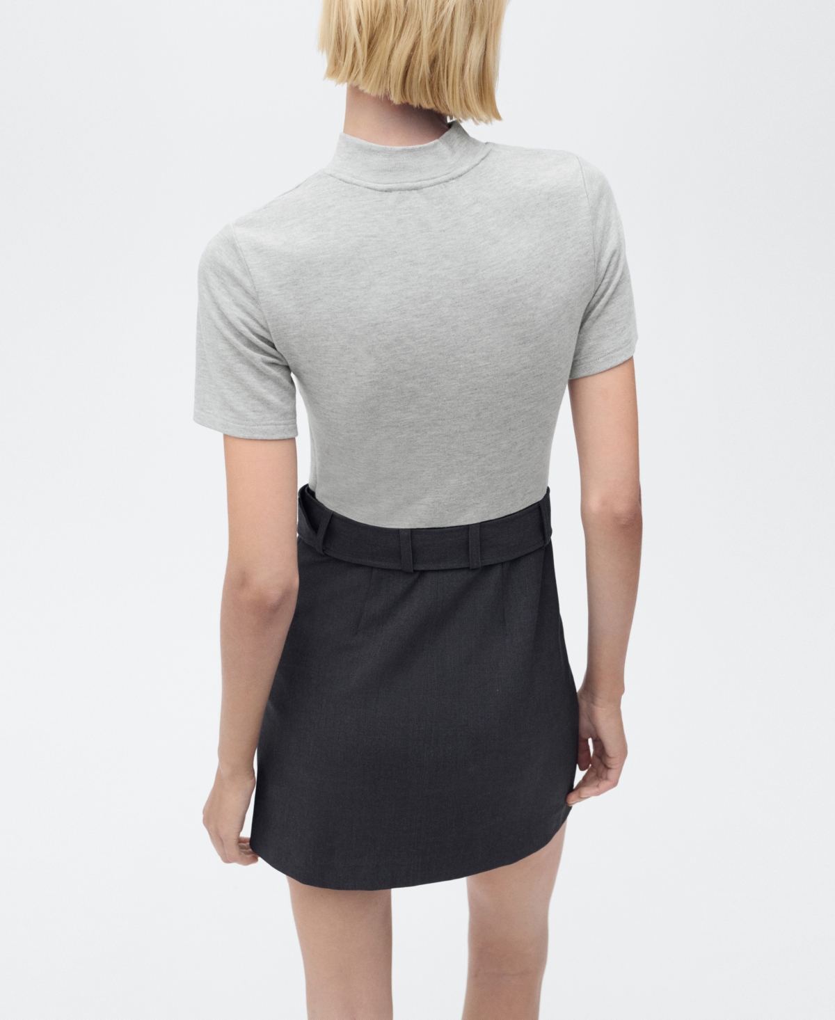 Mango Belted Minidress In Gray