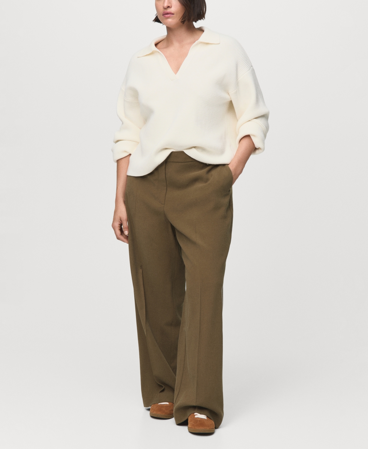 Mango Women's Straight Mid-Rise Pants