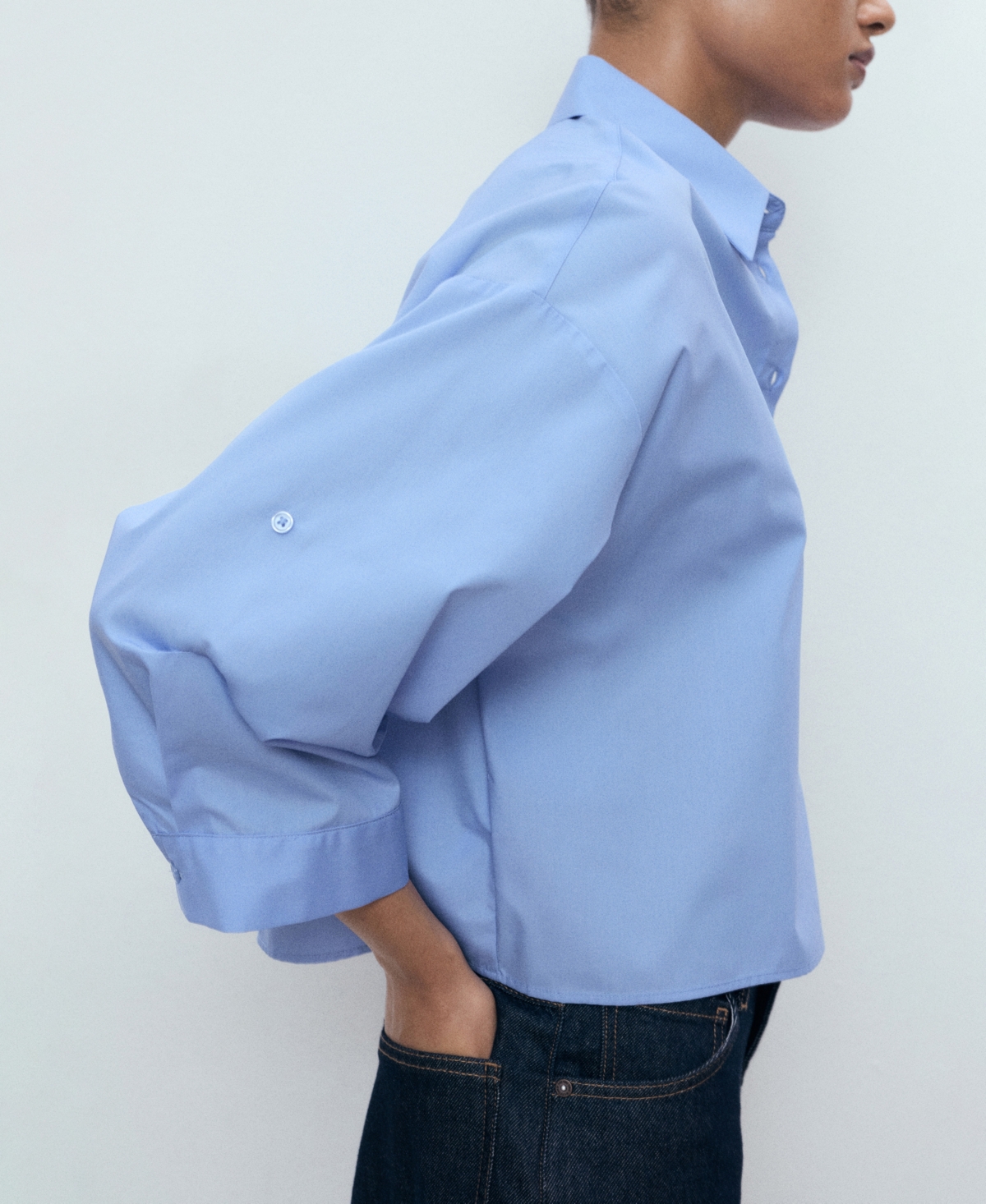 Mango Oversize Button-up Shirt In Blue