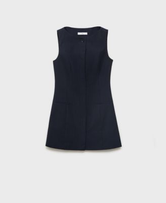 Women's Concealed Buttons Pinstripe Dress