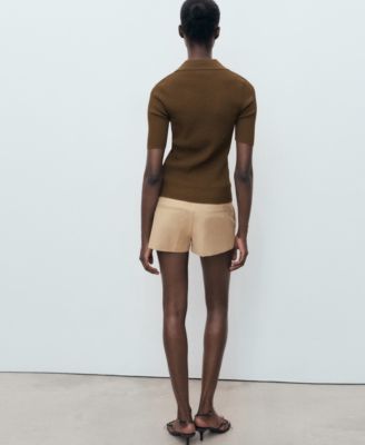 Women's Ribbed Polo Neck Sweater