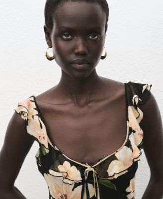 Women's Ruffle Detail Floral-Print Dress