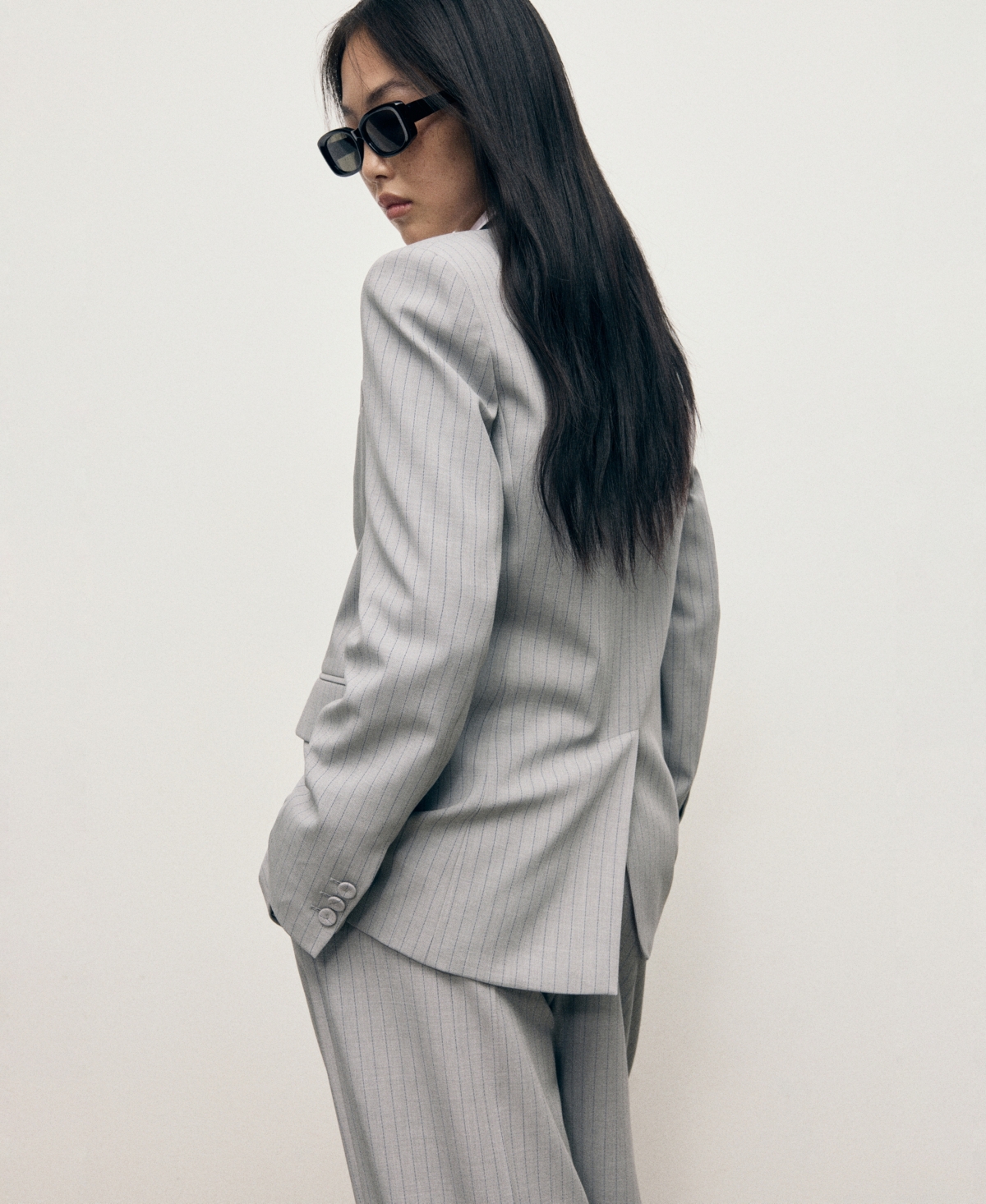 Mango Women's Pinstripe Suit Jacket In Gray