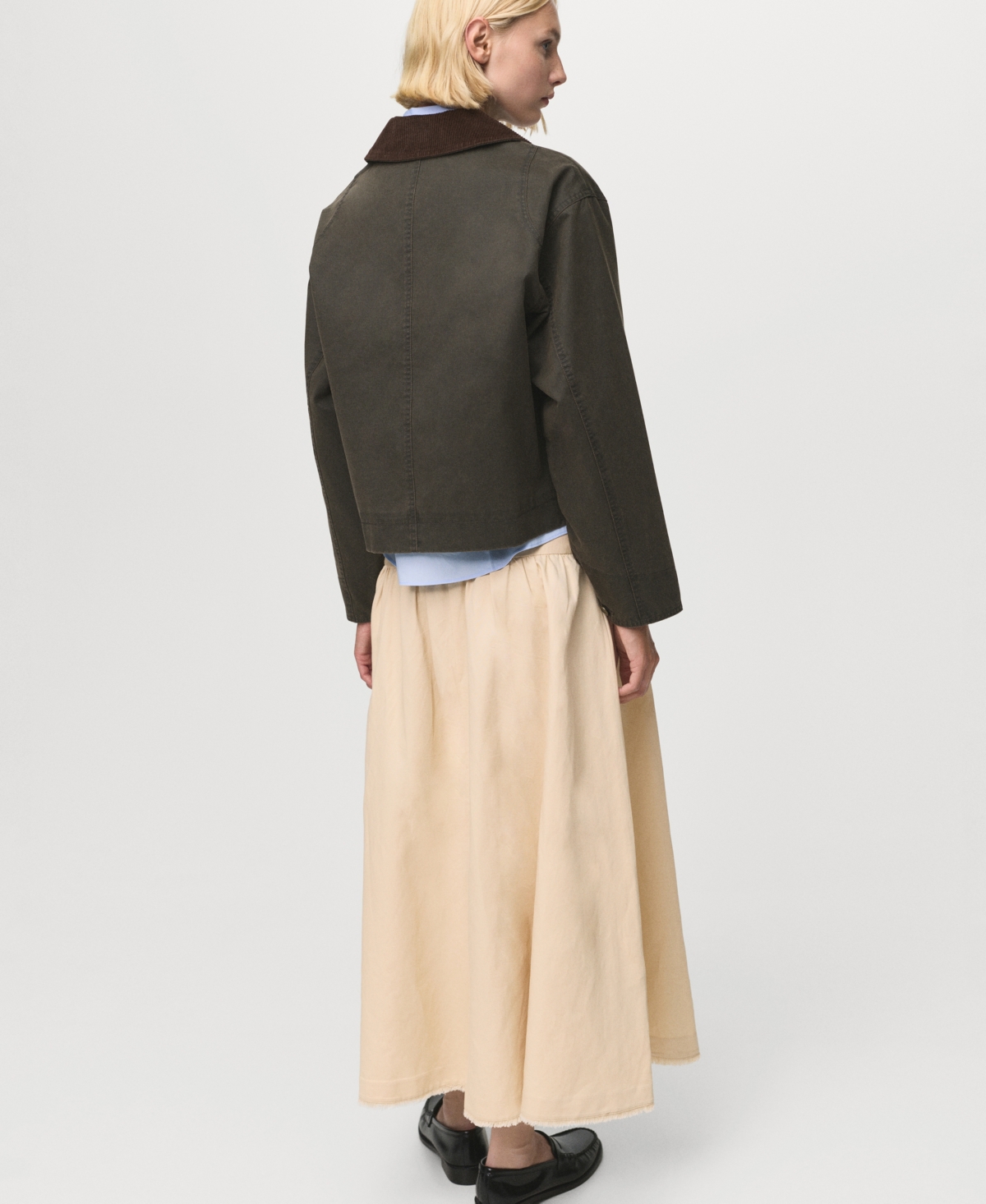 Mango Women's Corduroy Collar Denim Jacket In Brown