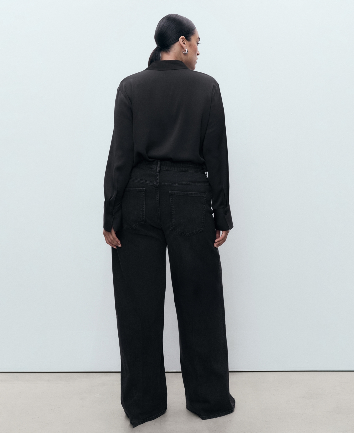 Mango Women's High-waisted Wide-leg Jeans In Black