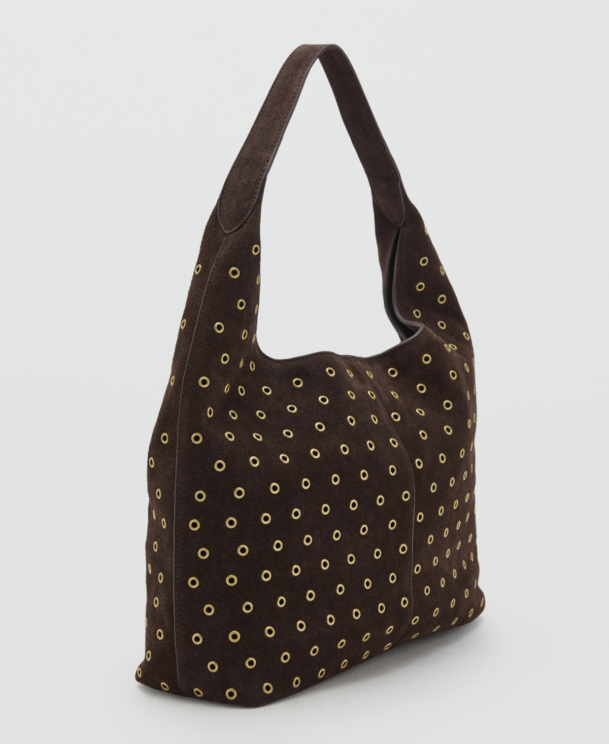 Mango Women's Eyelets Detail Suede Shopper Bag In Brown