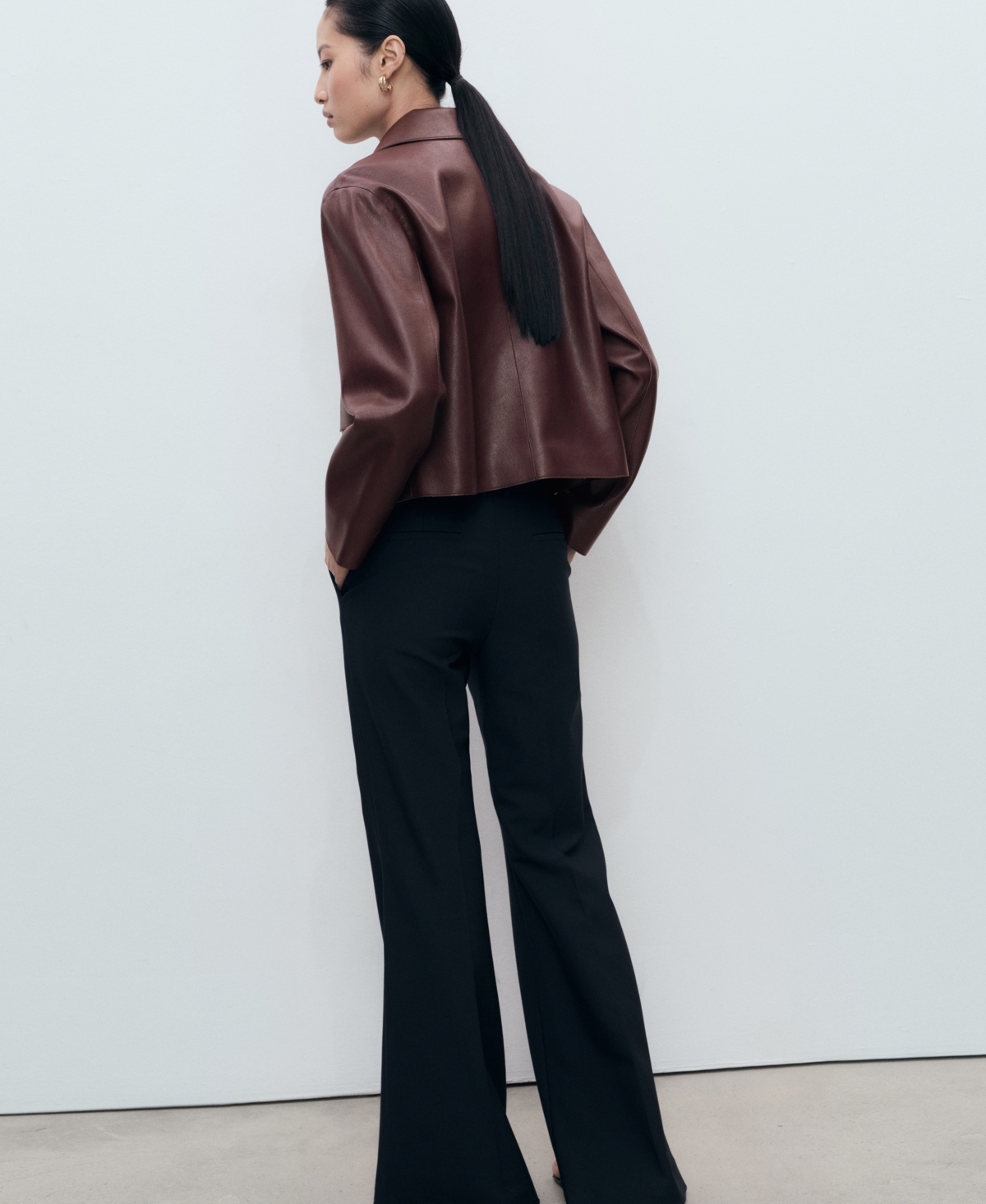 Mango Faux Leather Jacket In Burgundy