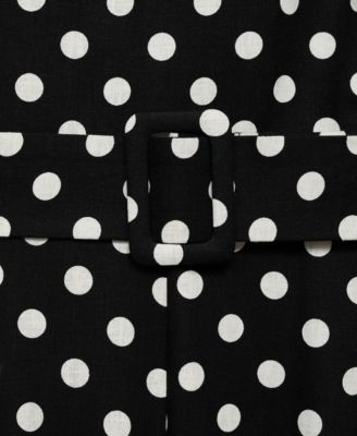 Women's Polka-Dot Belt Linen Jumpsuit