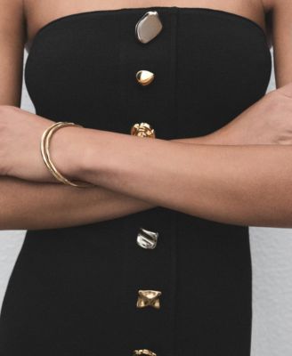 Women's Jewel Buttons Strapless Dress