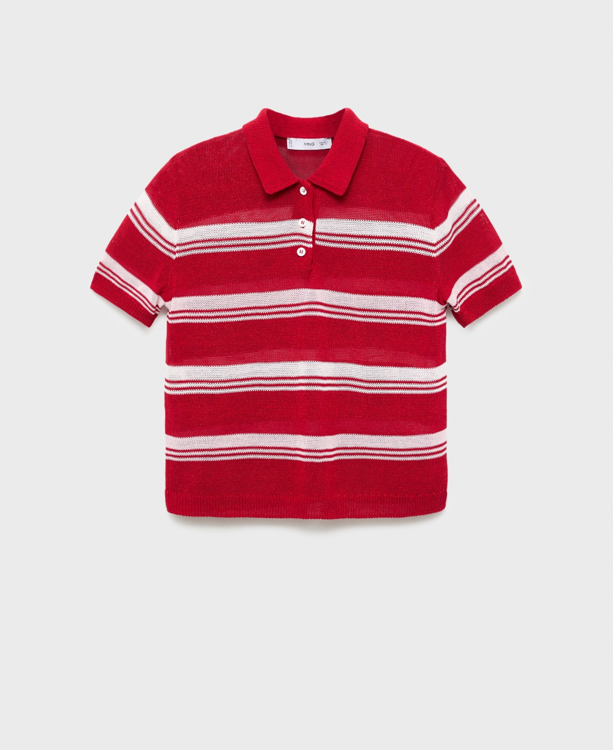 Mango Stripe Short Sleeve Polo Sweater In Red