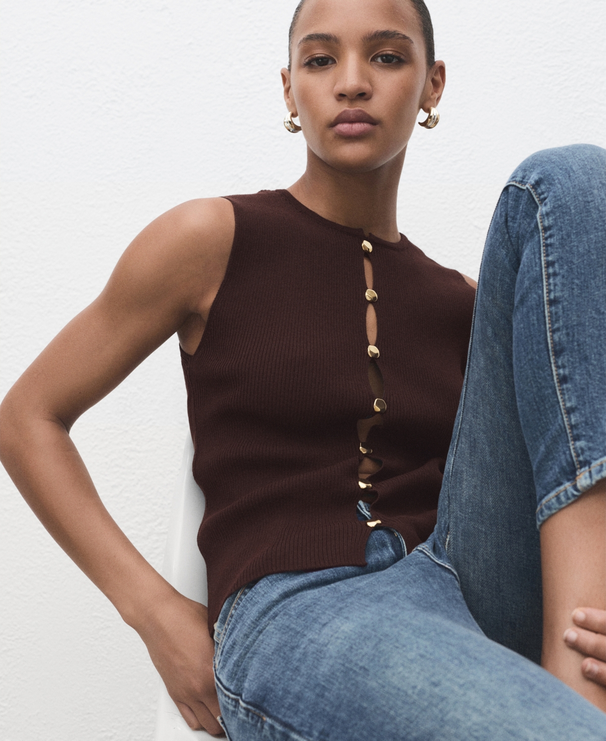 Mango Knit Sweater Vest In Animal Print