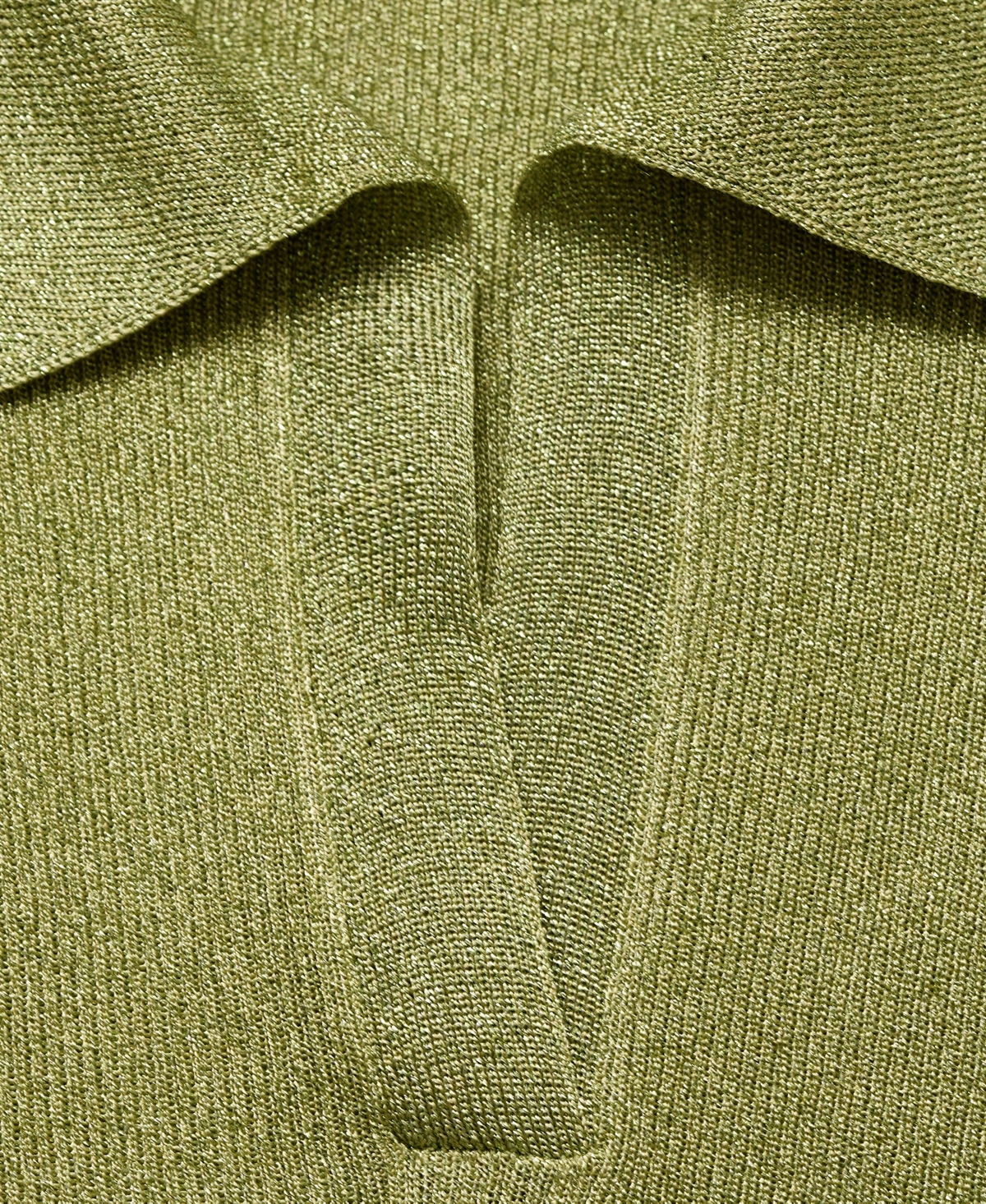Mango Metallic Polo Sweater In Green