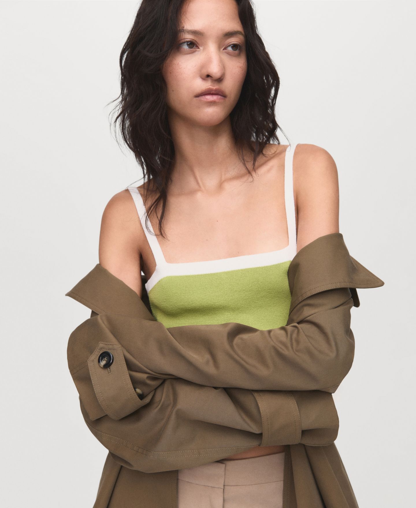 Женский топ Mango Crop Knitted, цвет: Пастельный зелёный — фото 3