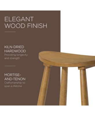 Luna Counter Stool in Rustic Natural Wood Finish, Set of 3