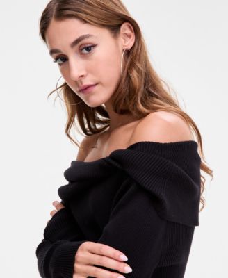 Women's Off-The-Shoulder Ribbed Sweater, Macy's Exclusive