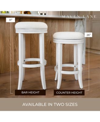 Eva Counter Stool, White Oak Finish w/ Natural Color Fabric, Set of 3