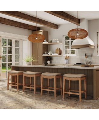 Adrien Counter Stool, Weathered Oak, Avanti Bone Leather, Set of 4